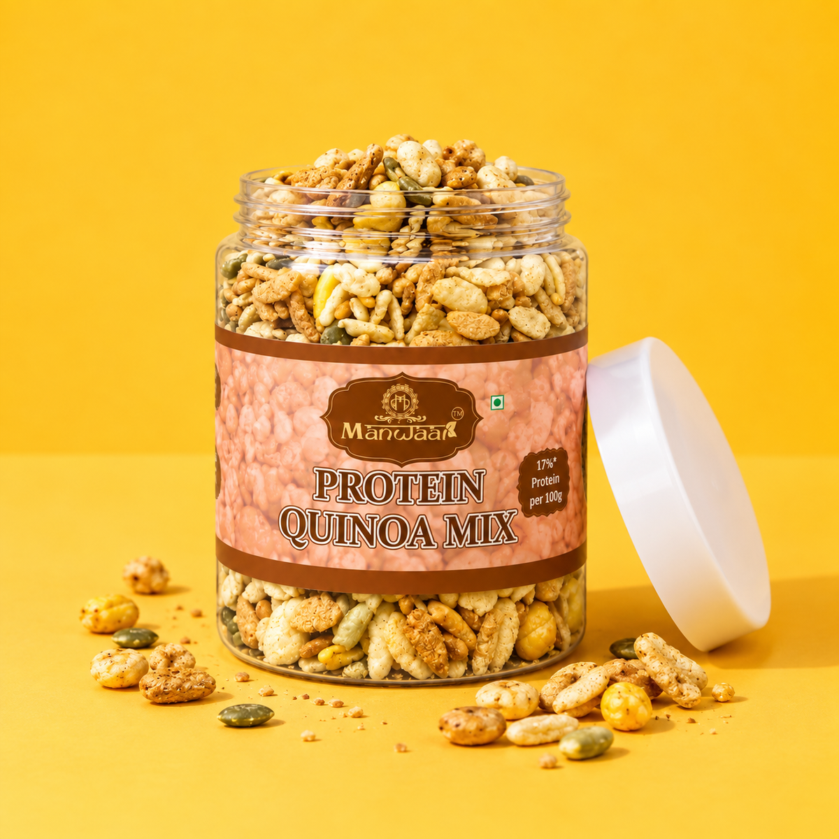 Manwaar Protein Quinoa Salad Mix | Roasted Quinoa Snack | Healthy Roasted Mix
